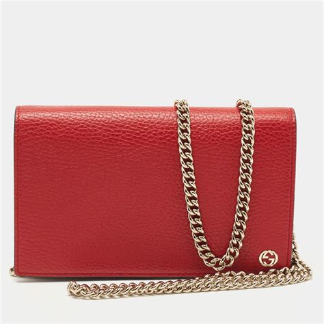 gucci betty leather chain wallet red|original Gucci black leather wallet.